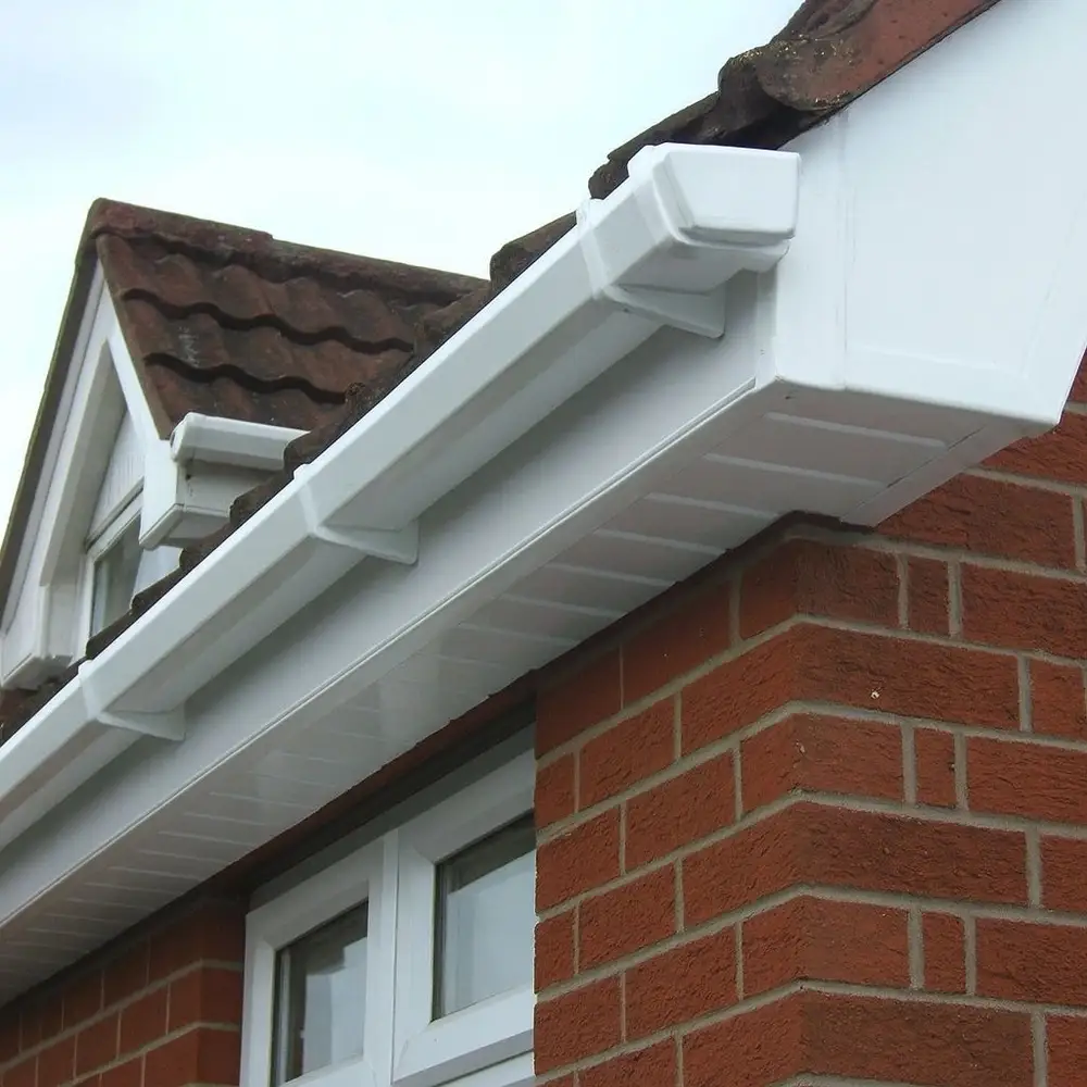 Bright white fascia and soffit after cleaning